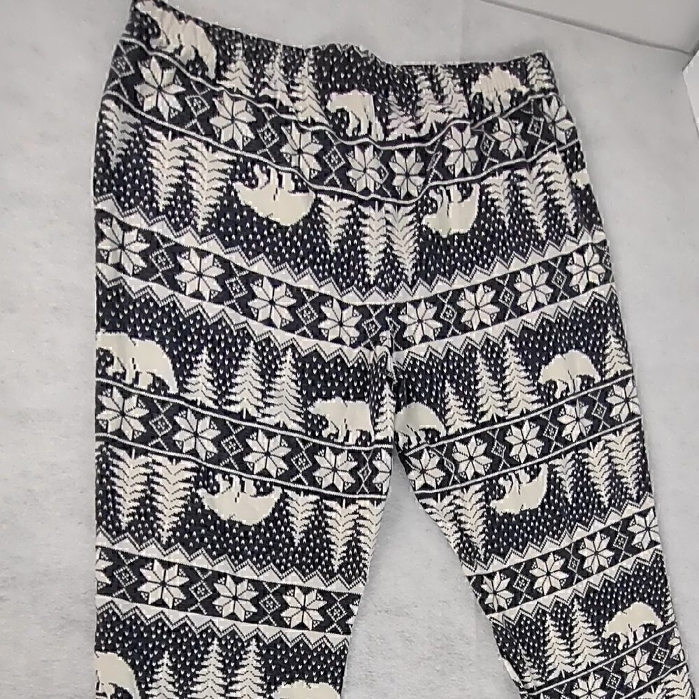 Old Navy Gray White Fair Isle 100% Cotton Pajama Bottoms Size Large - Picture 3 of 9
